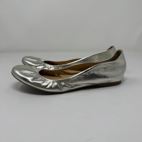 J. Crew Silver Metallic Leather Ballet Flats US 7.5 - Picture 2 of 8